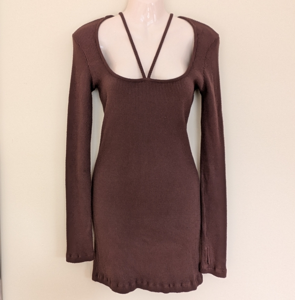 Monrow ribbed long sleeve dress small NWT